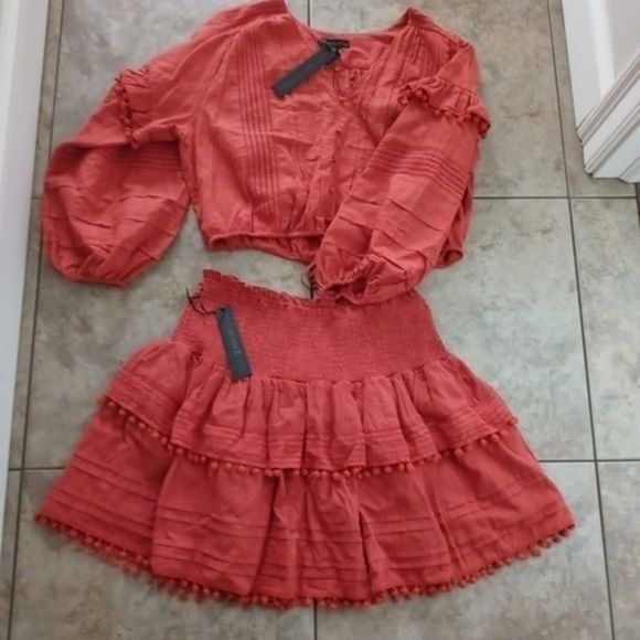 NWT House of Harlow 1960 Boho Skirt Set Burnt Orange - Picture 2 of 14